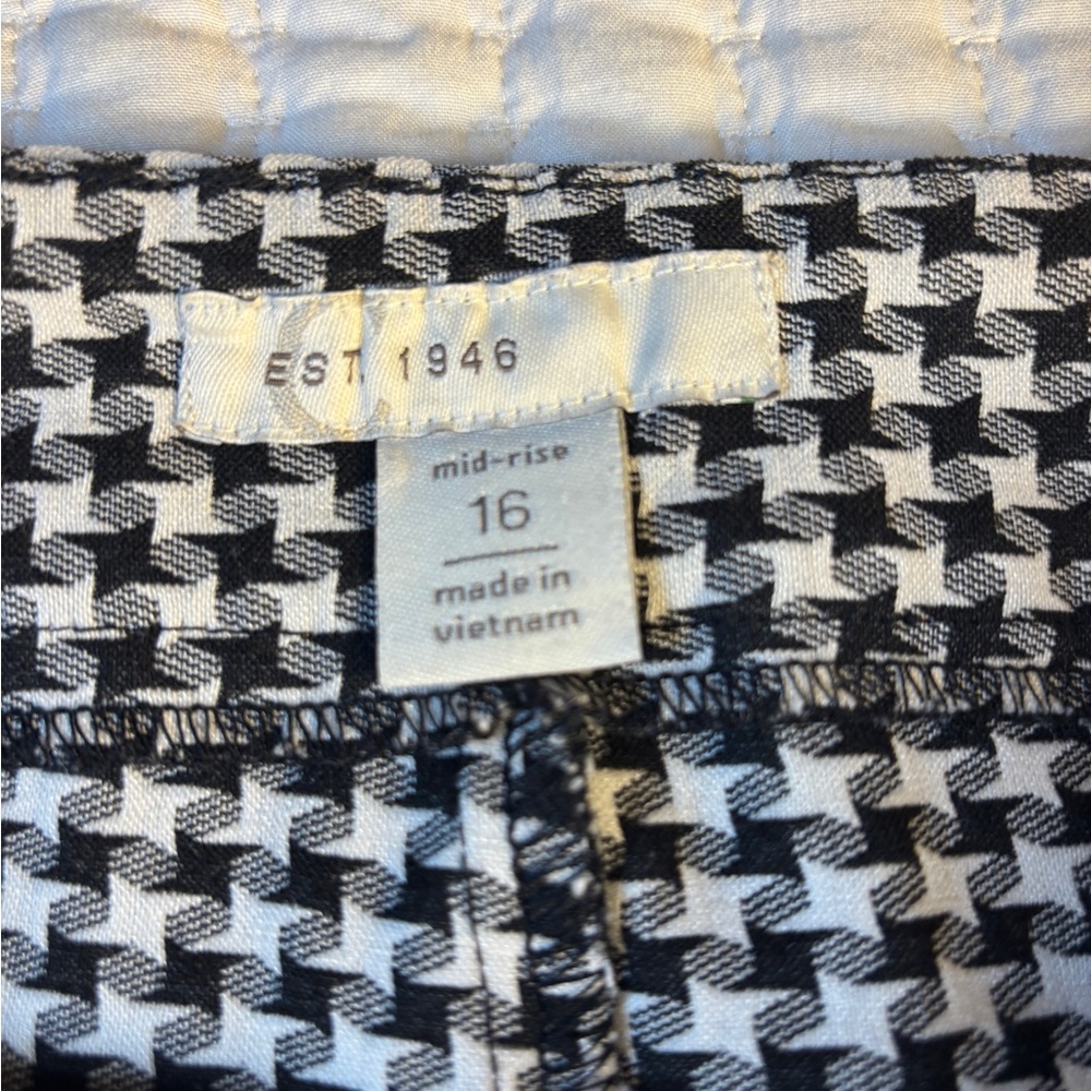EST 1946 Houndstooth Bootcut Pants Women's 16 Mid Rise Black White Preppy Office - Picture 4 of 7
